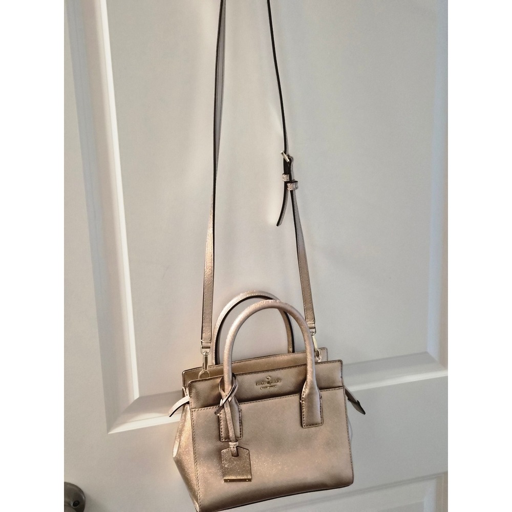 Kate Spade New York Metallic Gold Saffiano Leather Mini Satchel Crossbody Bag - Picture 4 of 14